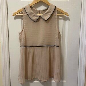 CHLOE K Sheer Top With Peter Pan Collar